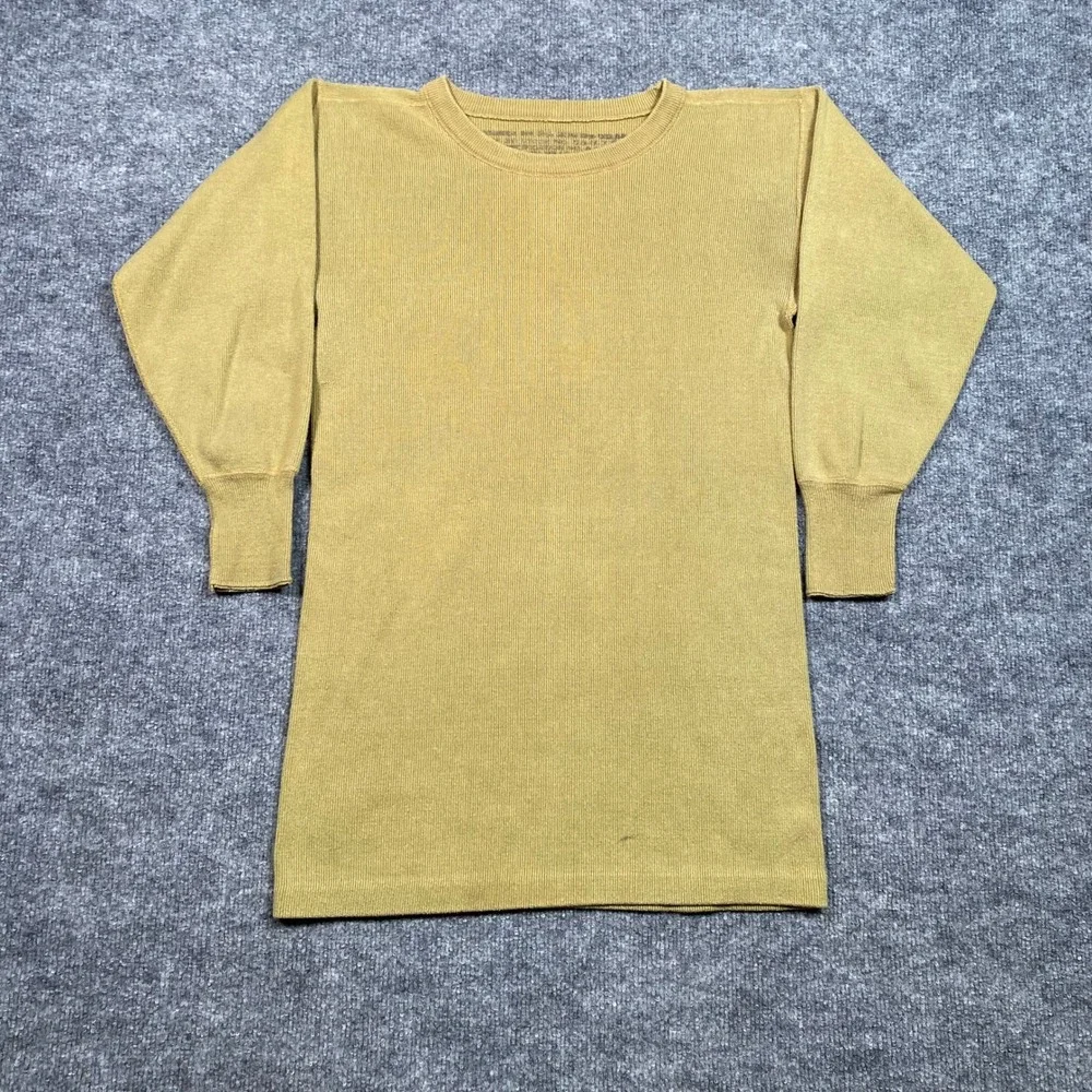 Vintage 1950 Military Wool Blend Thermal Undershirt Size 38‎ Olive Drab